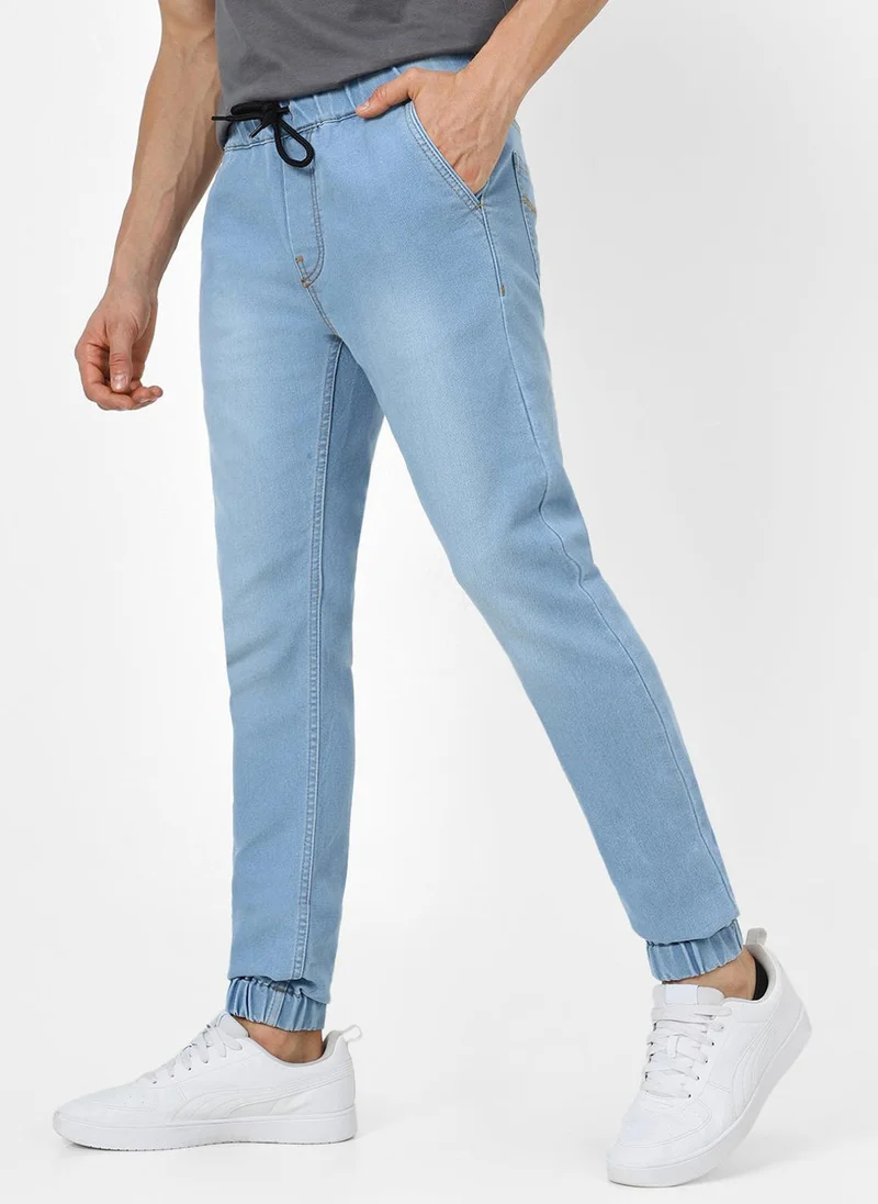 Urbano Fashion Urbano Fashion Men's Light Blue Slim Fit Stretch Jogger Jeans